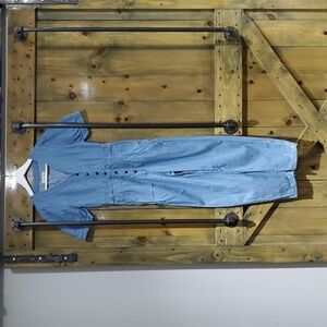 MADEWELL JUMPSUIT BLUE DENIM JEAN ROMPER SIZE 0 CASUAL PLEATS PUFFY SLEEVES